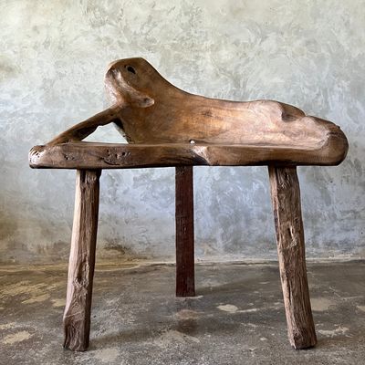 Armchairs - Armchair in solid organic teak, monoxyl seat, openwork back - OFFICE OBJETS