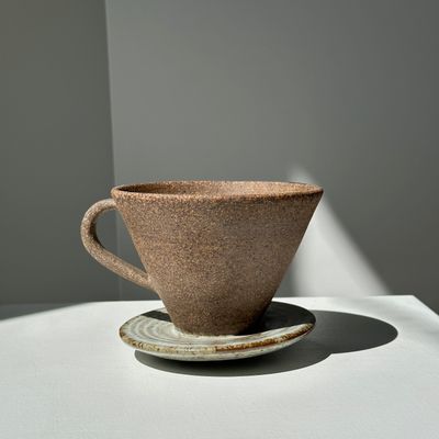 Accessoires thé et café - Filtre à café à infusion en céramique brune texturisée à anse - OFFICE OBJETS