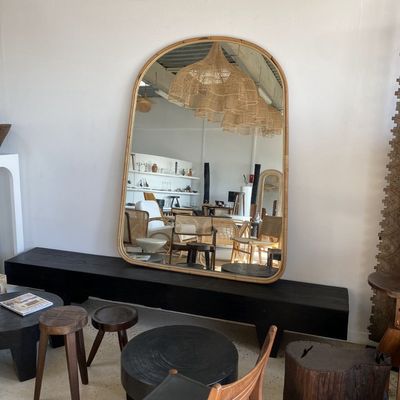 Miroirs - Grand miroir de pied coins arrondis en rotin 1m80 x 1m35 - OFFICE OBJETS