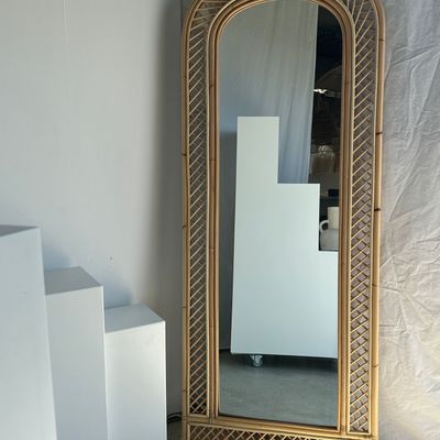 Miroirs - Grand miroir de pied en rotin à croisillons 2m x 80cm - OFFICE OBJETS