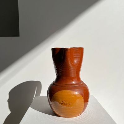 Carafes - Grand pichet à vin en céramique marron bicolore H : 24cm - OFFICE OBJETS