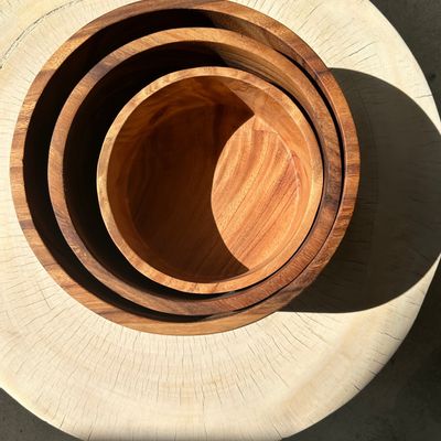 Decorative objects - Large bowl in monoxyl teak H:15 D:30  - OFFICE OBJETS