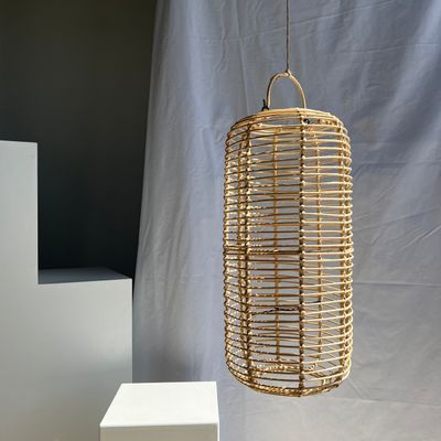 Suspensions - Grande suspension en rotin en forme de lanterne H50 D24 - OFFICE OBJETS