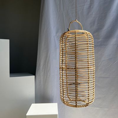 Hanging lights - Large rattan pendant lamp in the shape of a lantern H50 D24 - OFFICE OBJETS