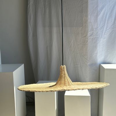 Hanging lights - Large pendant light, rattan lamp in the shape of a hat D:80cm - OFFICE OBJETS