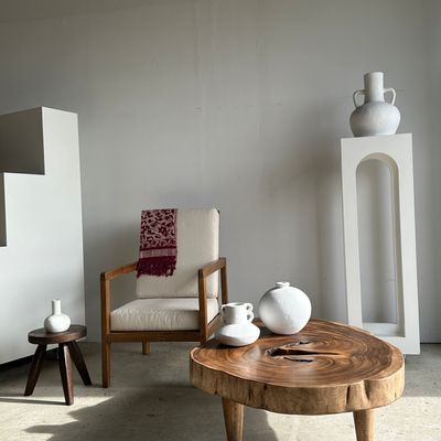 Coffee tables - Large coffee table, natural monoxyl wood top (suar) - Awan - OFFICE OBJETS