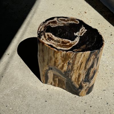 Other tables - Large black multicolor organic petrified wood side table H:45 D:26-36 - OFFICE OBJETS