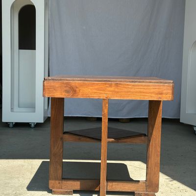 Other tables - Pedestal table or small square side table with quadripod base with vintage modernist style spacer  - OFFICE OBJETS