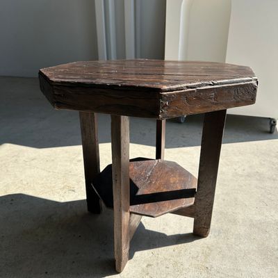 Other tables - Pedestal table or small octagonal side table, quadripod base with vintage modernist style spacer  - OFFICE OBJETS