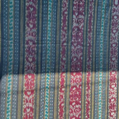 Tissus - Ikat indonésien confectionné à partir de fibres recyclées 2m40x1m10 - OFFICE OBJETS