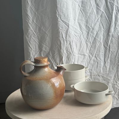 Carafes - Stoneware jar with cork stopper H17 - OFFICE OBJETS