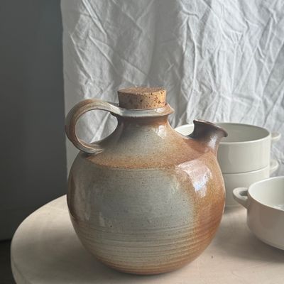 Carafes - Stoneware jar with cork stopper H17 - OFFICE OBJETS