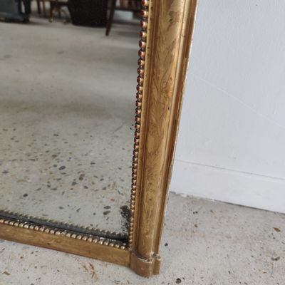 Miroirs - Long miroir en bois et stuc doré à rais de perles H: 2m45 L:40cm - OFFICE OBJETS