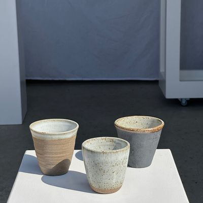 Mugs - Set of 3 Indonesian ceramic cups / mug (black, matte brown & speckled glaze) - OFFICE OBJETS