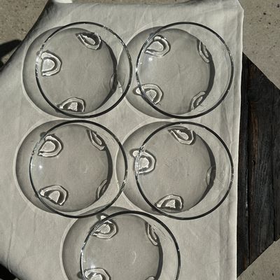 Plats et saladiers - Lot de 5 grandes coupelles en verre vintage à motif d'oiseau stylisé - OFFICE OBJETS