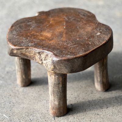 Stools - Mini low stool in upcycled old Asian teak H15 D24 - OFFICE OBJETS