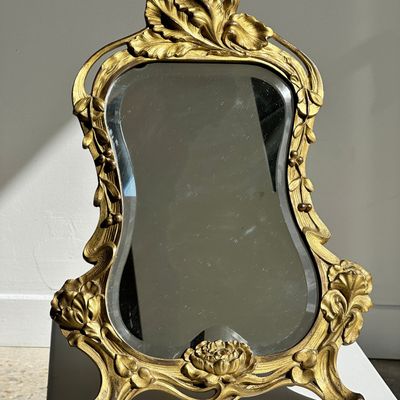 Miroirs - Miroir à poser en bronze doré style Art Déco glace biseautée H40cm - OFFICE OBJETS