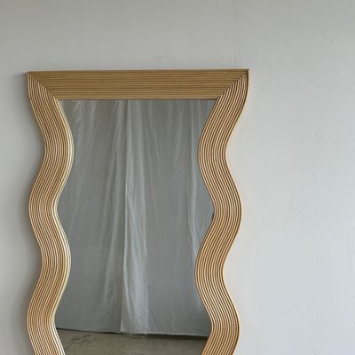 Mirrors - Zigzag rattan foot mirror H: 182cm - OFFICE OBJETS