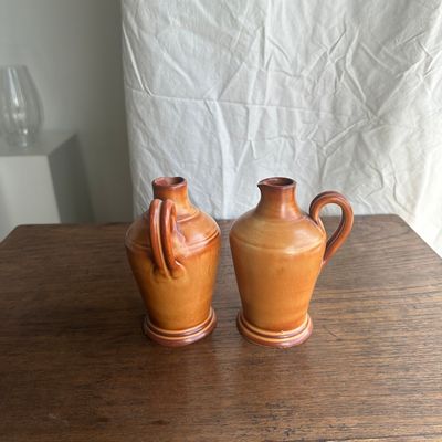 Carafes - Paire de mini pichets en grès orange - OFFICE OBJETS