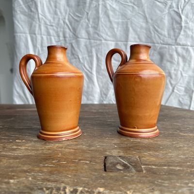 Carafes - Pair of mini orange stoneware pitchers - OFFICE OBJETS