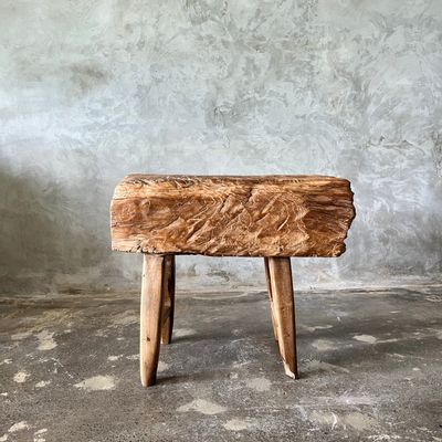 Benches - Small organic four-legged blonde Asian teak bench - Dua - OFFICE OBJETS