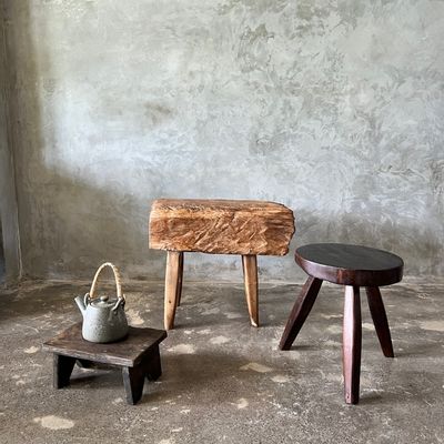 Benches - Small organic four-legged blonde Asian teak bench - Dua - OFFICE OBJETS