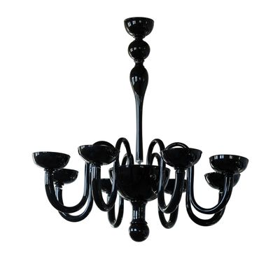 Ceiling lights - Hand Blown Black Murano Glass Chandelier - Elegant Design - BOTTEGA VENEZIANA