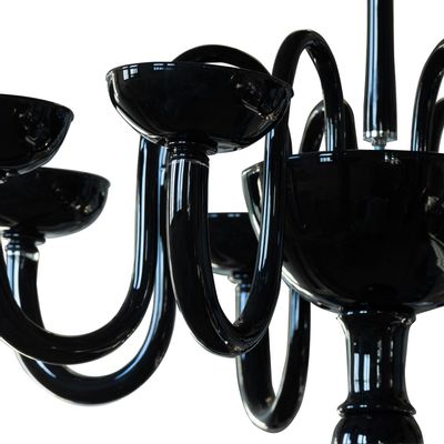 Ceiling lights - Hand Blown Black Murano Glass Chandelier - Elegant Design - BOTTEGA VENEZIANA