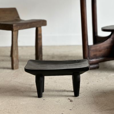 Stools - Small monoxyl quadripod stool in black mango wood - OFFICE OBJETS