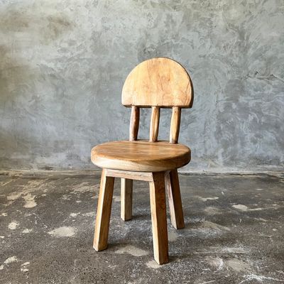 Children's tables and chairs - Small child's chair in natural blond teak with three-bar back - OFFICE OBJETS