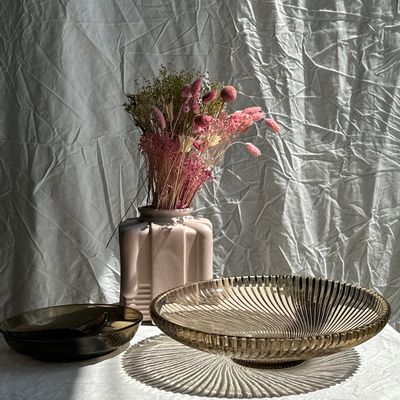 Plats et saladiers - Petite coupe vintage en verre fumé à 3 compartiments - OFFICE OBJETS