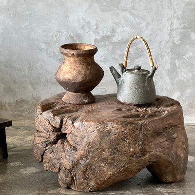 Coffee tables - Small circular coffee table in solid organic monoxyl teak D:47 H:25 - OFFICE OBJETS