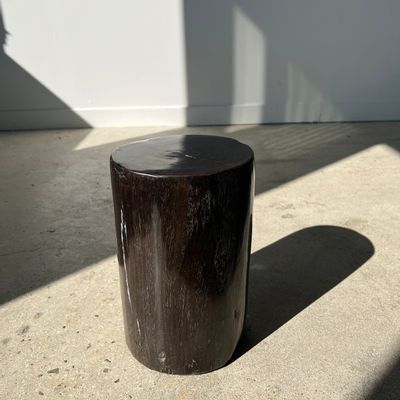 Autres tables  - Petite table d'appoint en bois pétrifié noire H:27,5cm D:19cm - OFFICE OBJETS