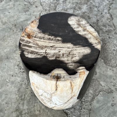 Other tables - Small black, white and gray petrified wood side table H28cm D:19 - OFFICE OBJETS