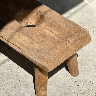 Other tables - Small side table in blond teak with openwork top - OFFICE OBJETS