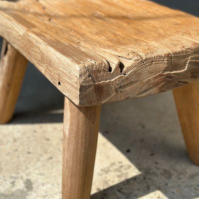 Tabourets - Petite table d'appoint ou tabouret en teck blond quadripode H:30 L43 l30 - OFFICE OBJETS