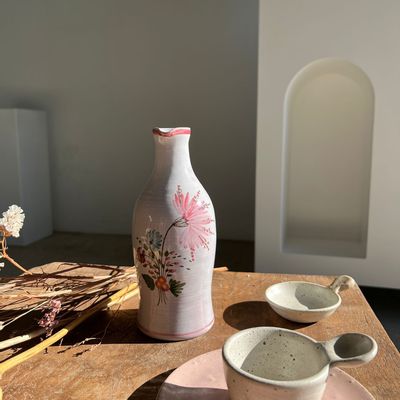 Carafes - Petite verseuse rose motif de bouquet floral peint à la main D ST Felix 17 Medis H:22cm - OFFICE OBJETS
