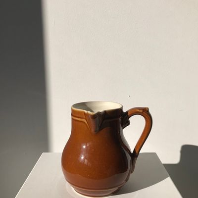 Carafes - Glazed light brown stoneware pitcher with side handle - OFFICE OBJETS