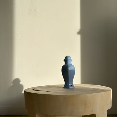 Table lamps - Light blue purple ceramic lamp base H:25cm - OFFICE OBJETS