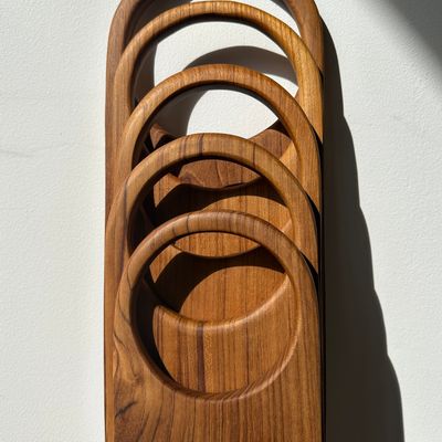 Ustensiles de cuisine - Planche à découper ou de présentation en teck monoxyle à anse (T1) - OFFICE OBJETS