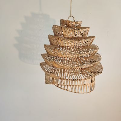 Hanging lights - Suspension in woven rattan in the shape of a natural accordion - OFFICE OBJETS