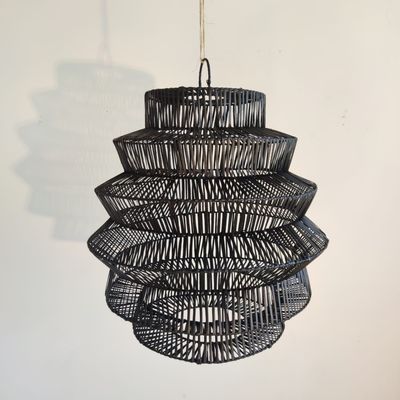 Suspensions - Suspension en rotin tressé en forme d'accordéon noir - OFFICE OBJETS