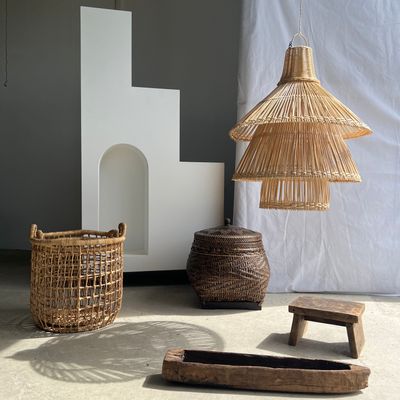 Hanging lights - Rattan pendant or light fixture in the shape of an Asian lantern H:70 D:70 - OFFICE OBJETS
