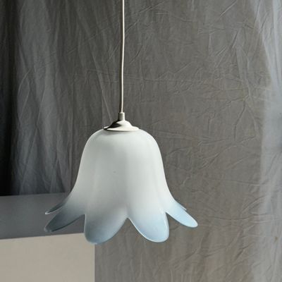 Suspensions - Suspension tulipe bleue verre opalin D28 - OFFICE OBJETS