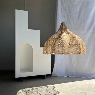 Suspensions - Suspension, luminaire en rotin en forme de fleur, tulipe, corolle H:80cm D80cm - OFFICE OBJETS