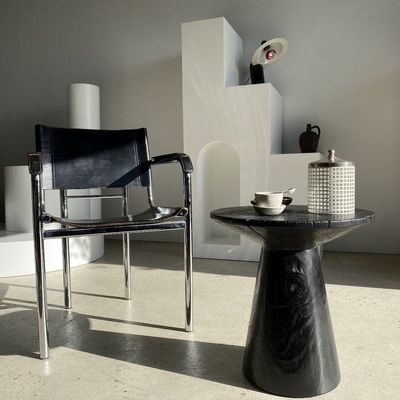 Other tables - Side table in black solid wood (monoxyle) conical base - OFFICE OBJETS