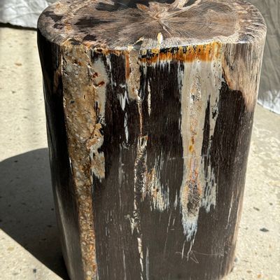 Other tables - Brown multicolor organic petrified wood side table H:39 D:21-26 - OFFICE OBJETS