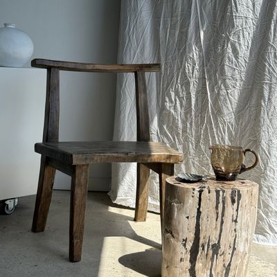 Other tables - Side table in white oval petrified wood with black streaks H:45.5 D:20 - OFFICE OBJETS