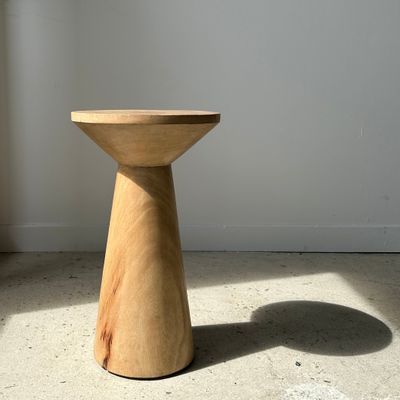 Stools - Side table, end table in natural mango wood monoxyl conical top H:50cm - OFFICE OBJETS