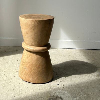 Stools - Side table, end table or stool in natural monoxyl mango wood in coil shape H:46cm D:27cm - OFFICE OBJETS
